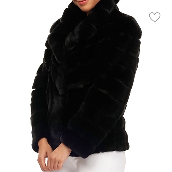 Gorski Fur Jacket Rex Rabbit Black *real fur* notch collar XS - Picture 3 of 16